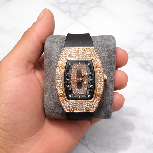 Accessories - Women’s luxury Gold & Black diamond Watch